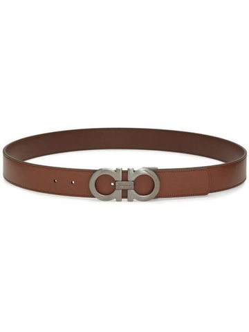 Gancini Reversible Adjustable Leather Belt Brown - SALVATORE FERRAGAMO - BALAAN 1