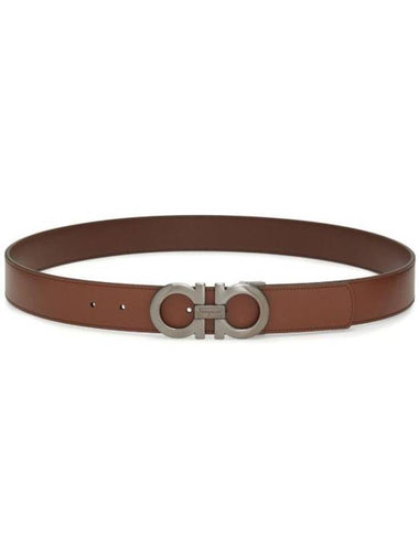 Gancini Reversible Adjustable Leather Belt Brown - SALVATORE FERRAGAMO - BALAAN 1