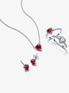 Heart Cubic Stud Earrings Red - PANDORA - BALAAN 4