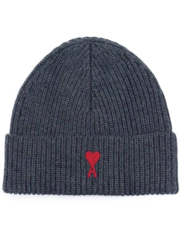 Heart Logo Wool Beanie Heather Grey - AMI - BALAAN 2