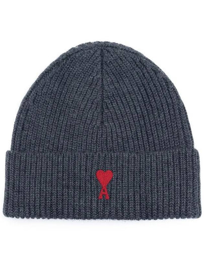 Heart Logo Wool Beanie Heather Grey - AMI - BALAAN 2