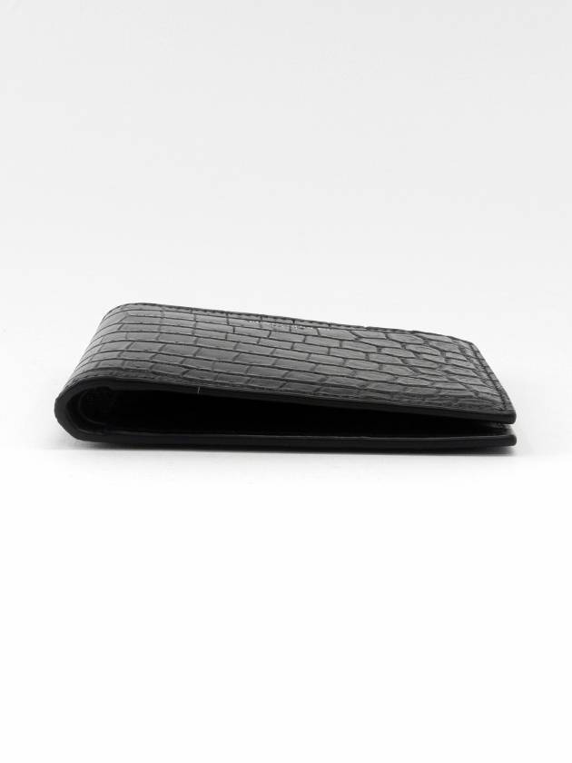 Crocodile Embossed Leather Half Wallet Black - SAINT LAURENT - BALAAN 7