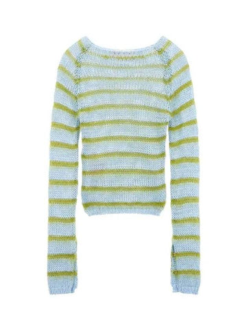 Hairy striped cotton knit light blue - MARNI - BALAAN 1