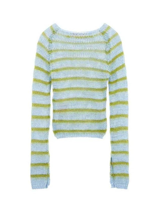 Hairy striped cotton knit light blue - MARNI - BALAAN 1