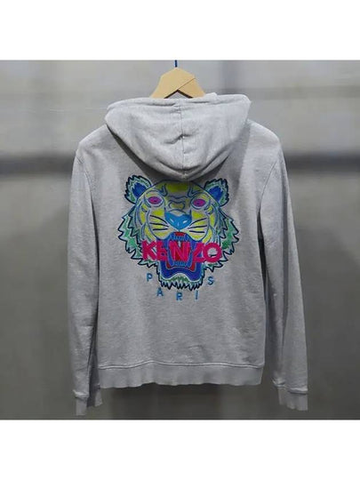 Kenzo gray color tiger embroidery hooded zip up men s jumper - KENZO - BALAAN 2