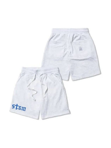 STGM Logo Short Pants White Melange Light Gray - STIGMA - BALAAN 1