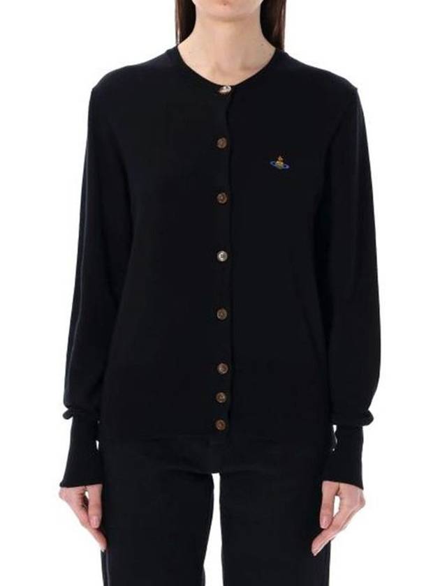 Bea Embroidered Logo Cardigan Black - VIVIENNE WESTWOOD - BALAAN 3