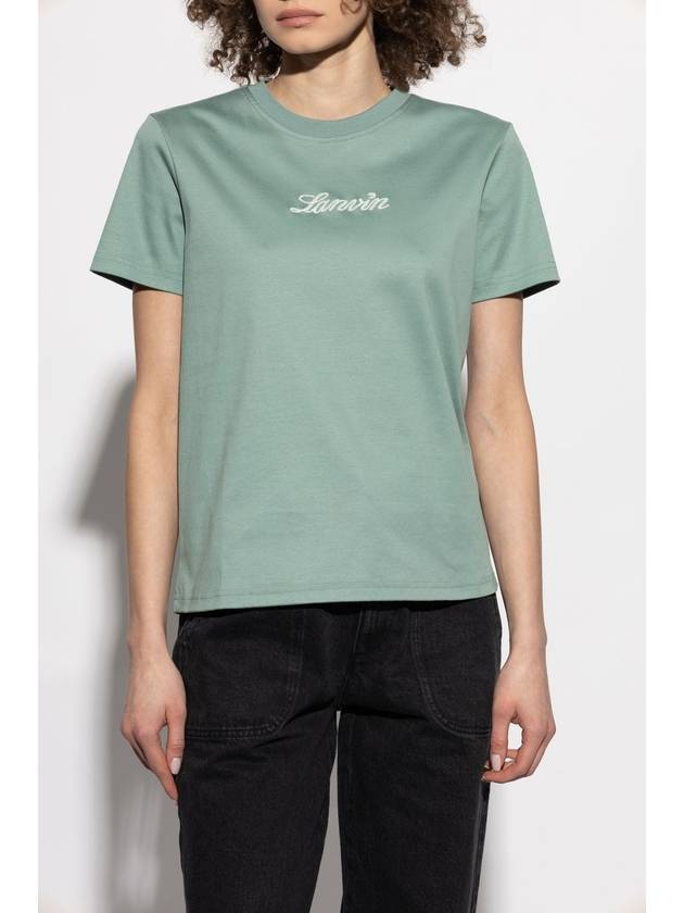 Lanvin T-shirt With Embroidered Logo, Women's, Green - LANVIN - BALAAN 3