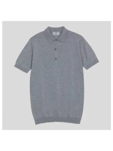 Adrian knit collar shirt silver - JOHN SMEDLEY - BALAAN 1