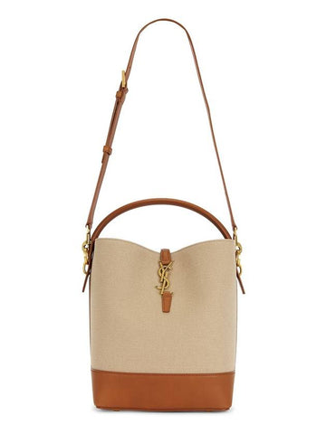 Le 37 Logo Plaque Bucket Bag Beige - SAINT LAURENT - BALAAN 1