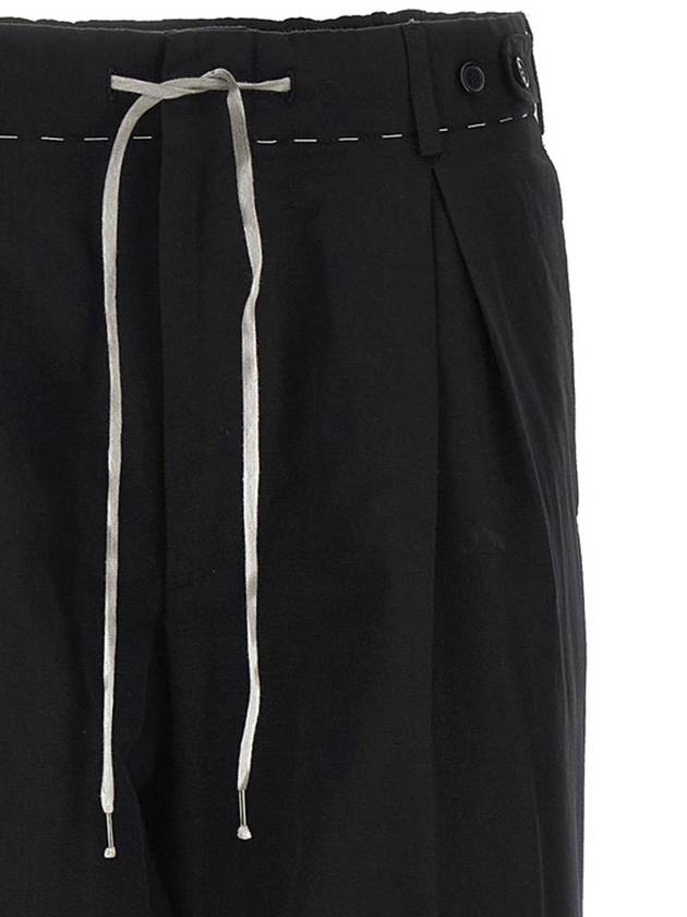 Drawstring Cotton High Waist Pants Black - MAISON MARGIELA - BALAAN 4