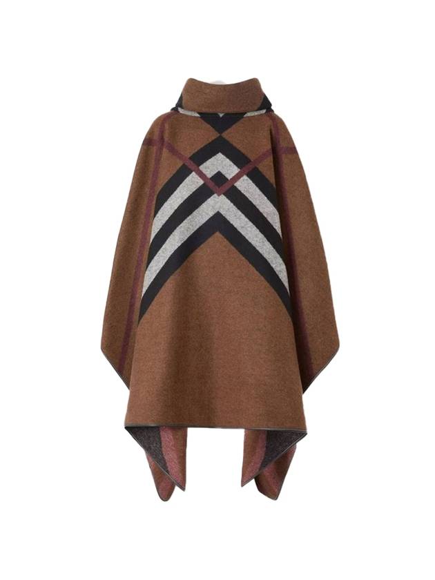 Chevron Check Cashmere Jacquard Cape Dark Birch Brown - BURBERRY - BALAAN 1