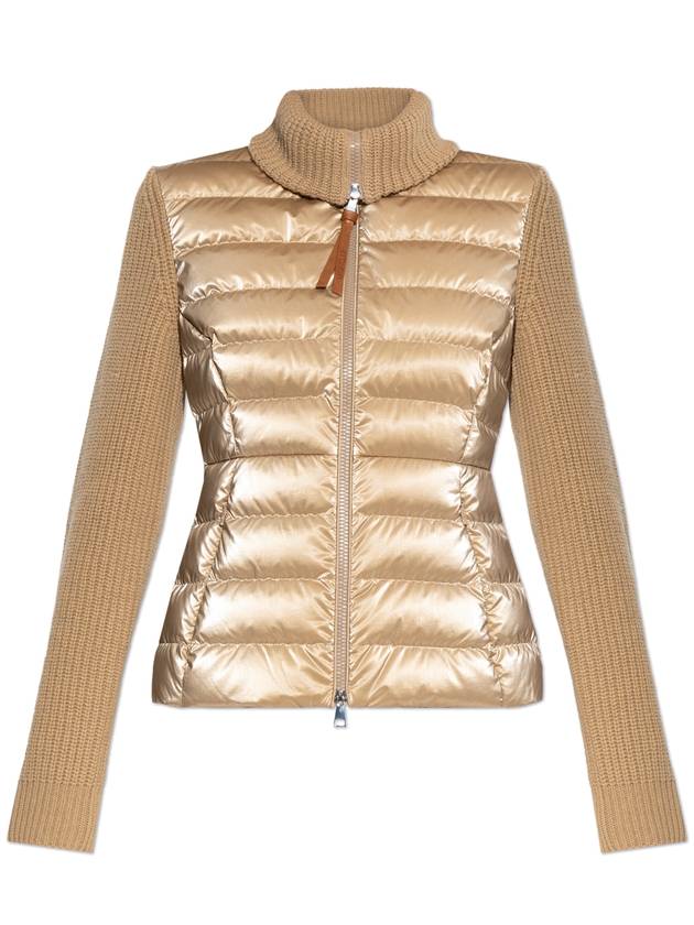 Padded Wool Zip-Up Cardigan Beige - MONCLER - BALAAN 2