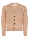 ORB Embroidery Logo V Neck Cardigan Beige - VIVIENNE WESTWOOD - BALAAN 3