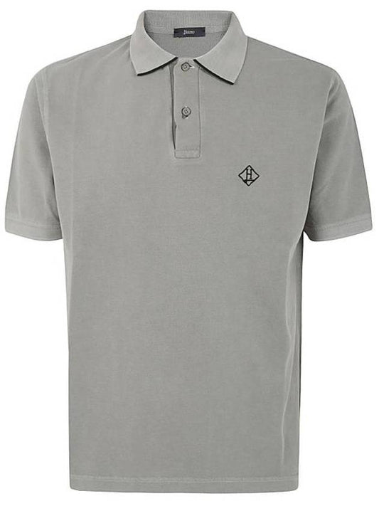 Logo Embroidery Short Sleeve Cotton Polo Shirt Grey - HERNO - BALAAN 1