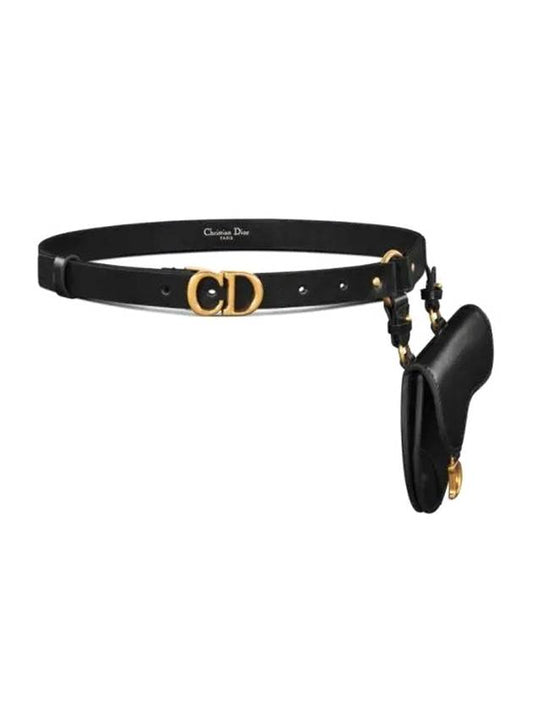 Saddle Detachable 20MM Pouch Leather Belt Black - DIOR - BALAAN 1