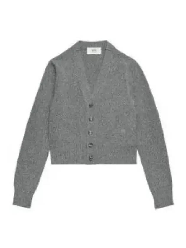 Embroidered Heart Logo Cashmere Cardigan Heather Grey - AMI - BALAAN 2