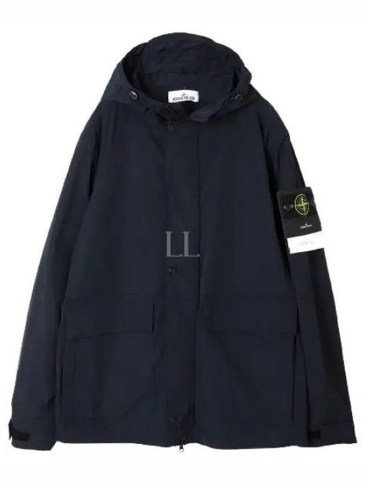 Logo Patch Hooded Jacket Navy - STONE ISLAND - BALAAN 2