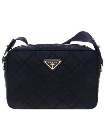 Triangle Logo Quilted Nylon Cross Bag Black - PRADA - BALAAN 1