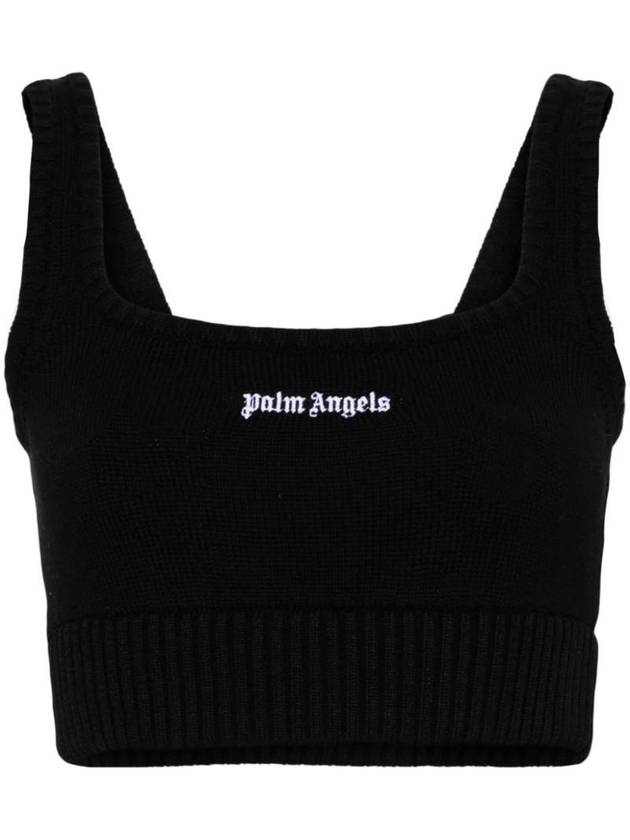 embroidered logo knit tank top PWHT016S24KNI0011003 - PALM ANGELS - BALAAN 1