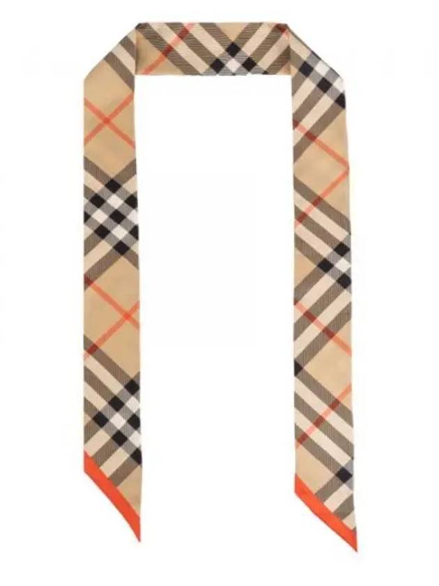 Check Red Hem Silk Scarf Beige - BURBERRY - BALAAN 2