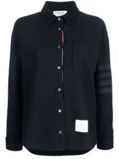 Double Face Tech Twill 4 Bar Oversized Shirt Navy - THOM BROWNE - BALAAN 2