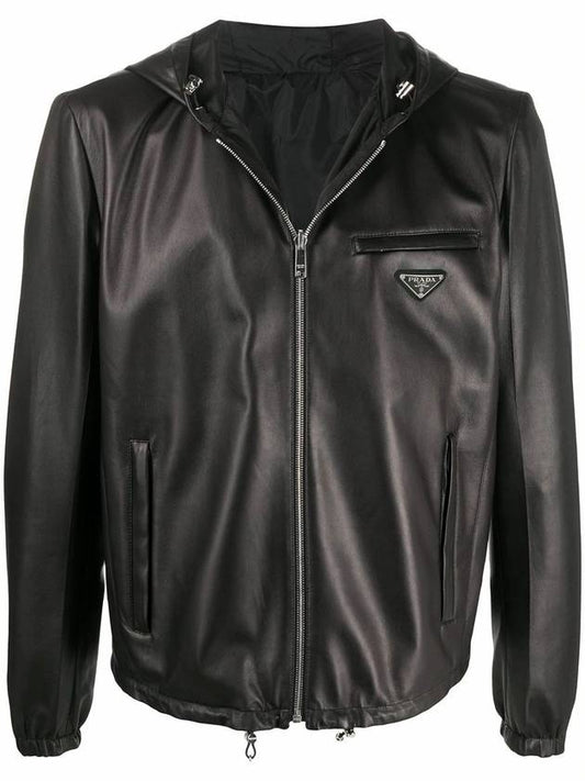 Men's Nappa Nylon Reversible Leather Jacket Black - PRADA - BALAAN 1