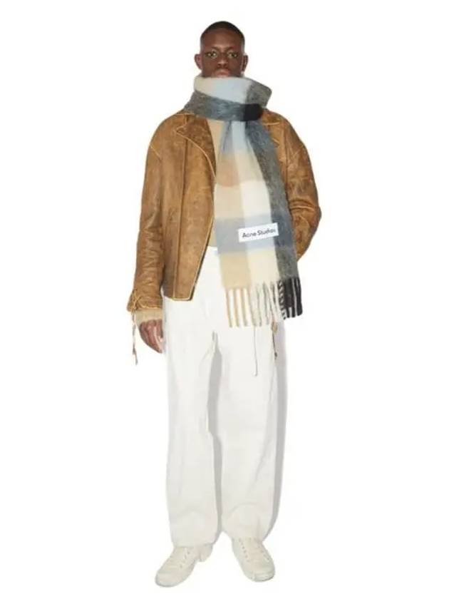 Check Mohair Muffler Blue Beige Black - ACNE STUDIOS - BALAAN 5