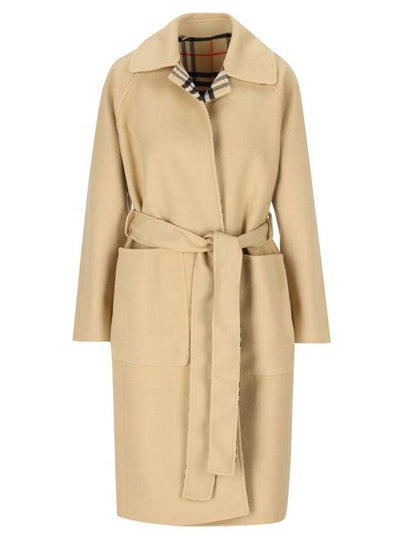 Check Reversible Tunbridge Wrap Wool Single Coat Flax - BURBERRY - BALAAN 2