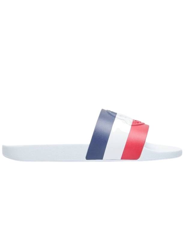 Basil Logo Emboss Striped Slippers White - MONCLER - BALAAN 1