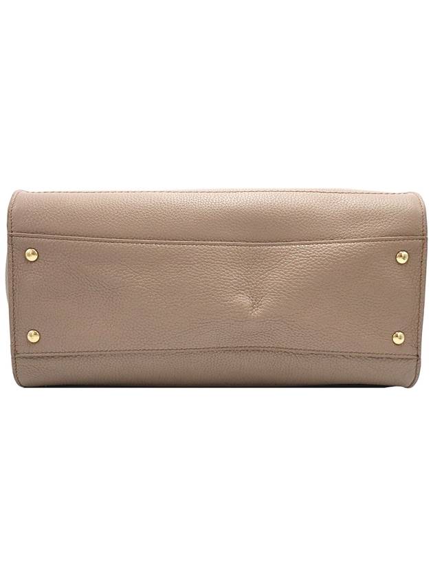 Ferragamo 21 F215 Beige Calfskin Gold Plated Gancini Amy Large Shoulder Bag - SALVATORE FERRAGAMO - BALAAN 7