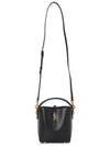 Le 37 Signature Logo Shiny Leather Small Bucket Bag Black - SAINT LAURENT - BALAAN 7