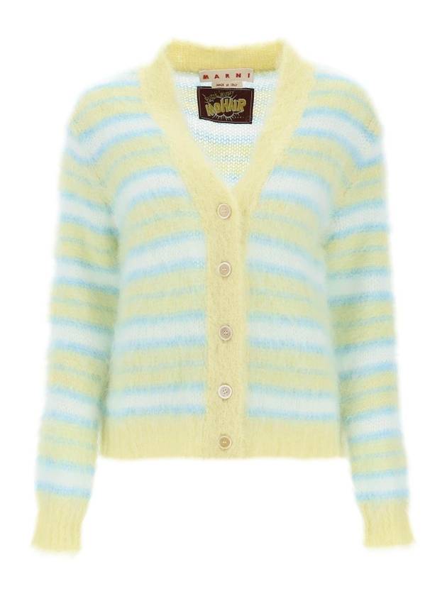 Stripe Brush Mohair Cardigan Yellow - MARNI - BALAAN 1