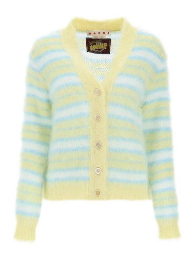 Stripe Brush Mohair Cardigan Yellow - MARNI - BALAAN 1