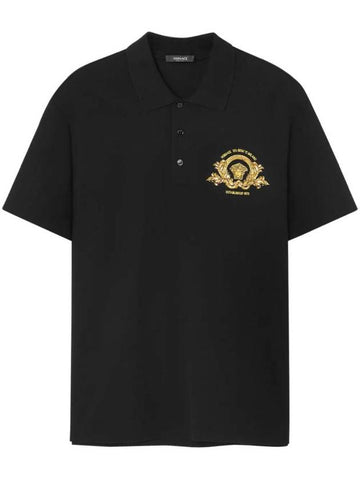 Medusa Head Pique Polo Shirt Black - VERSACE - BALAAN 1