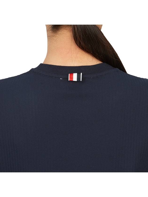 Women's High Twist Rip Stripe Short Sleeve T-Shirt Navy - THOM BROWNE - BALAAN 10