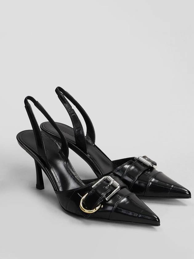 Pooh Crocodile Effect Leather Metal Buckle Strap Slingback Heel Black - GIVENCHY - BALAAN 3