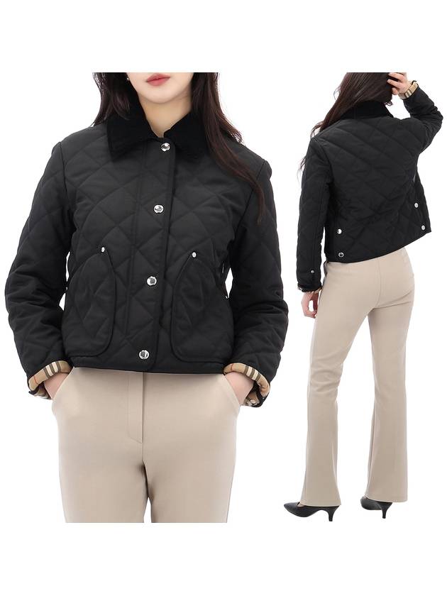 Cropped Quilted Jacket Black - BURBERRY - BALAAN 2