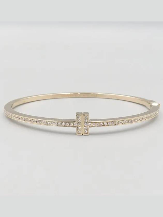 Tiffany 18K Gold 0 33CT Diamond Hinged Medium Wire Bangle Bracelet - TIFFANY & CO. - BALAAN 2