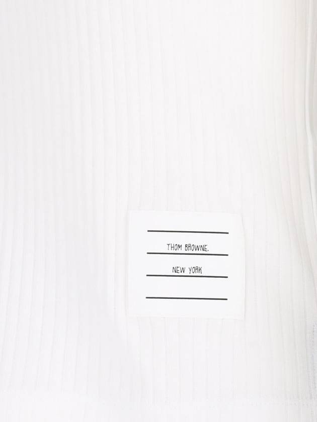 Three Stripes High Twist Rib Polo Shirt White - THOM BROWNE - BALAAN 5