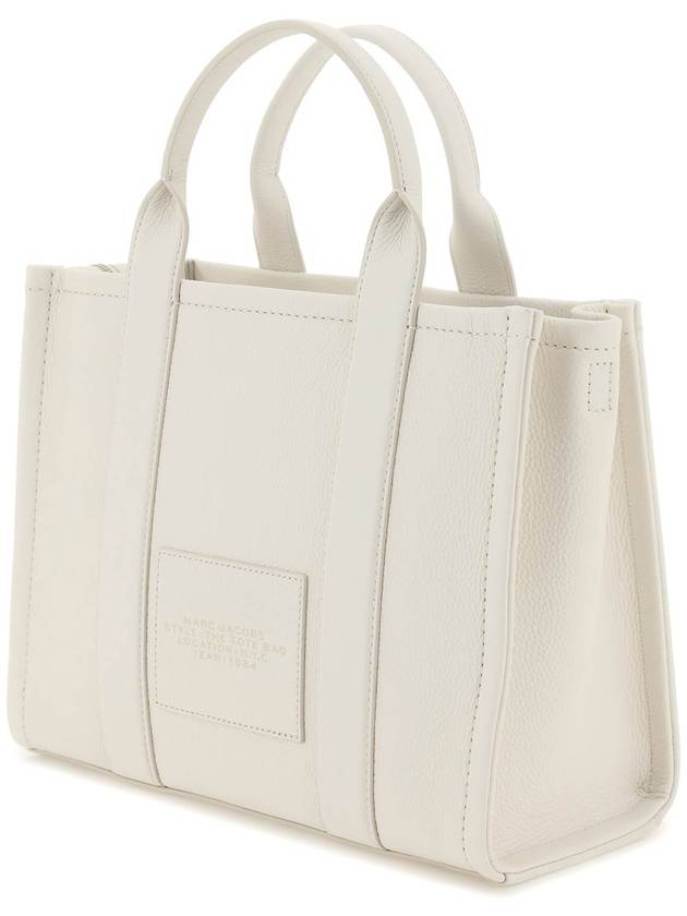 Logo Medium Leather Tote Bag Ivory - MARC JACOBS - BALAAN 3