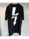 Men's Doublesided Arrow Thunder Leather Patch Loose Regular Fit Short Sleeve TShirt PBJT478A 524 - NEIL BARRETT - BALAAN 4