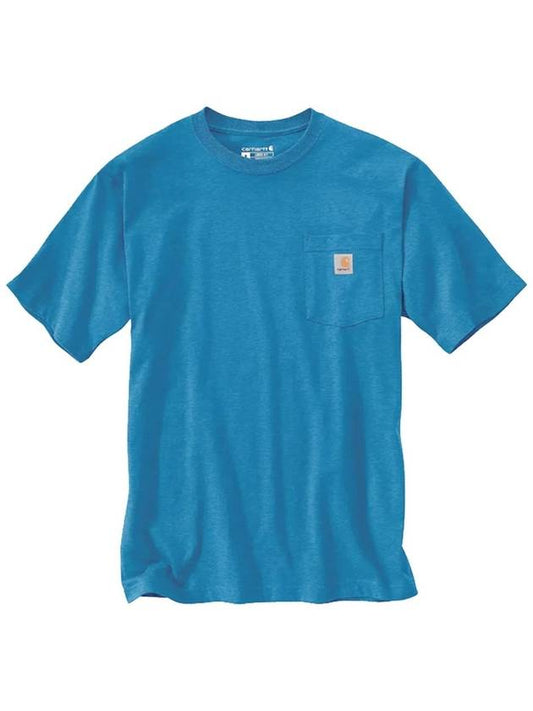 Pocket short sleeve t shirt marine blue header sleeves K87 H72 - CARHARTT - BALAAN 1