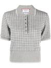 Checked Tweed Shrunken Short Sleeve Polo Grey - THOM BROWNE - BALAAN 1