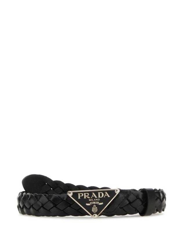 Triangle Logo Leather Belt Black - PRADA - BALAAN 1