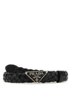 Triangle Logo Leather Belt Black - PRADA - BALAAN 1