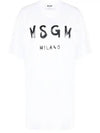 Milano Brushed Logo Short Sleeve Short Dress White - MSGM - BALAAN 2