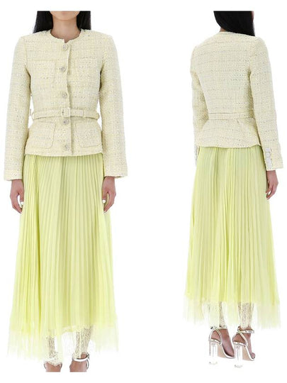 Boucle Midi Dress Yellow - SELF PORTRAIT - BALAAN 2