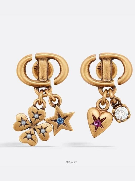 Lucky Charms CD Logo Metal Earrings Gold - DIOR - BALAAN 2