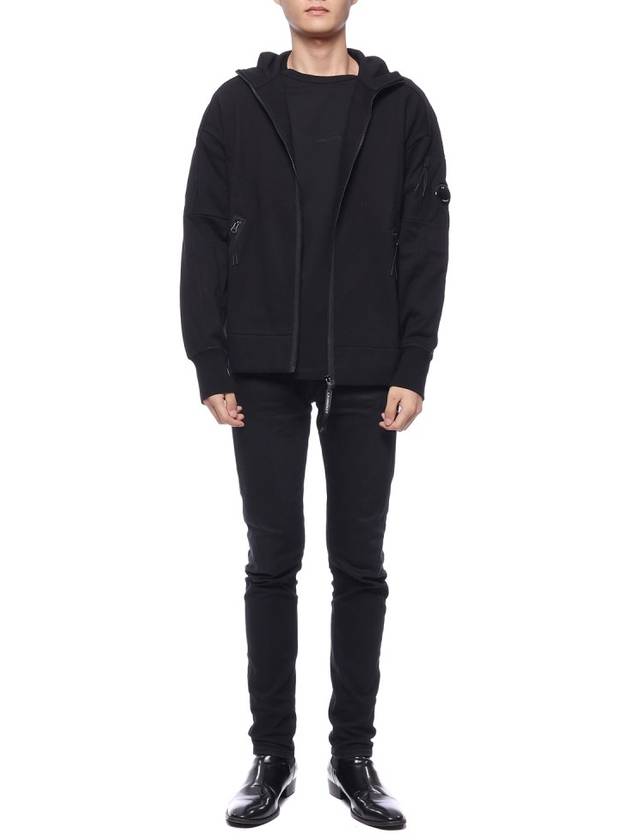 Diagonal Raised Fleece Zip-Up Jacket Black - CP COMPANY - BALAAN 4